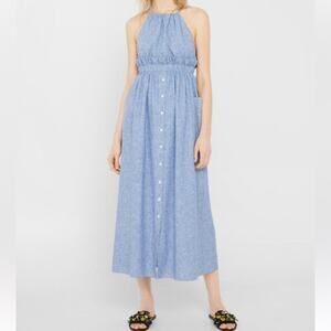 Mango halter midi dress with pockets cotton and linen blend size 4